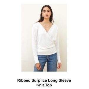 Abbeline Ribbed Wrap Type Top - Off-White